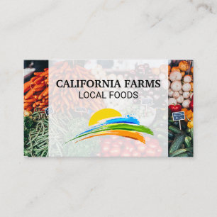Sun and Coloured Paint Brush   Farmers Market Business Card
