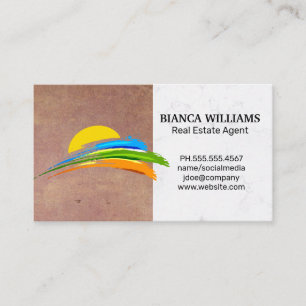 Sun and Coloured Paint Brush Real Estate Agent Business Card