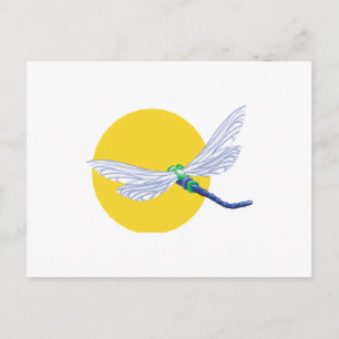 sun and dragonfly design postcard