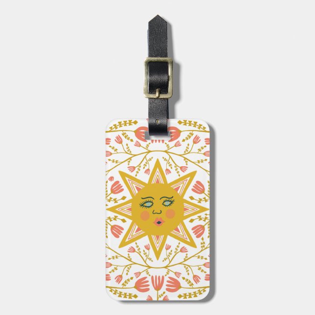 Sun and Flowering Vines CUSTOMIZED   Luggage Tag (Front Vertical)