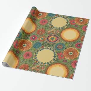 Sun and Flowers Boho Wrapping Paper