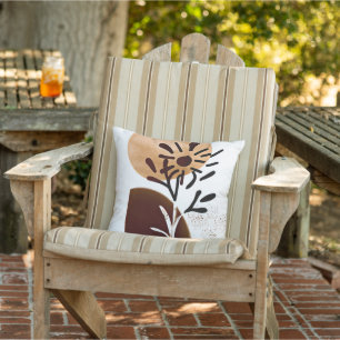 Sun and flowers minimalist art outdoor pillow