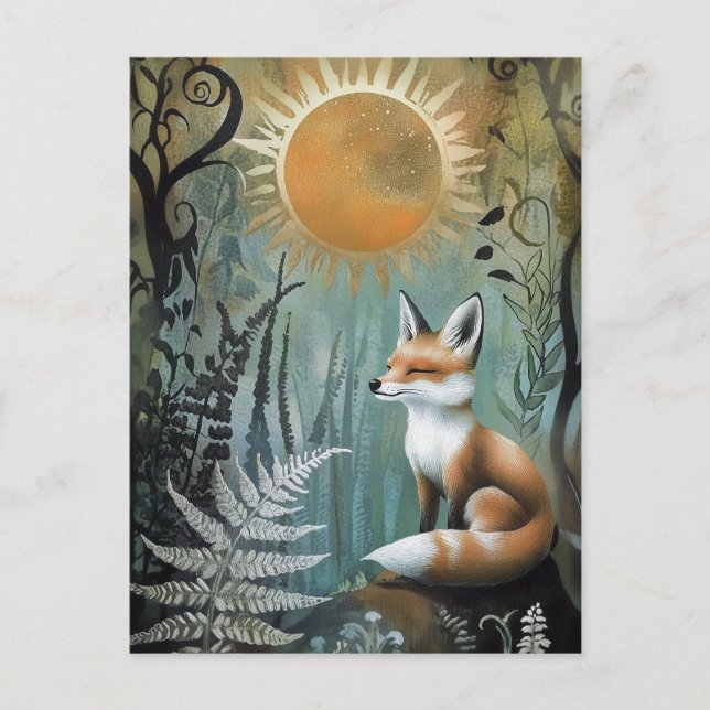 Sun and Fox in an Enchanted Forest Postcard (Front)