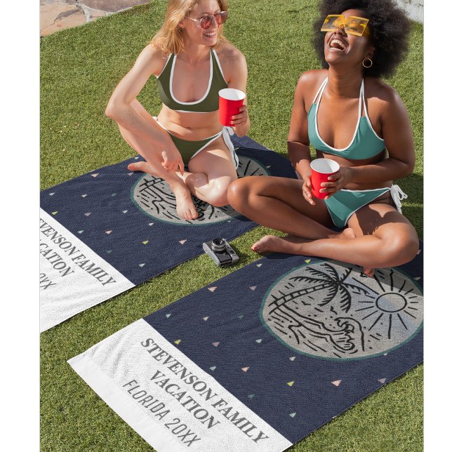 Sun and Fun Family Vacation Palm Tree Pattern Beach Towel (Creator Uploaded)