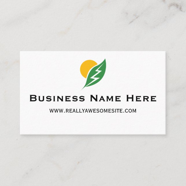 Sun and Leaf with Electricity Zap Business Card (Front)