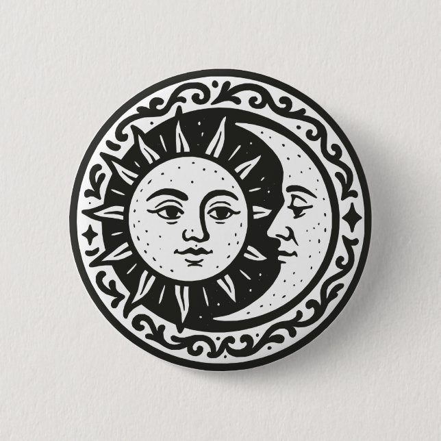 Sun And Moon 2 Inch Round Button (Front)