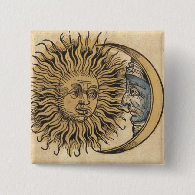 Sun and Moon 2 Inch Square Button (Front)