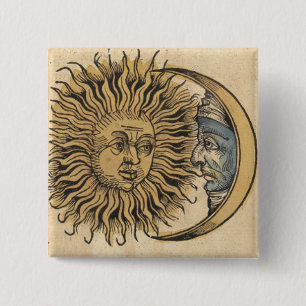 Sun and Moon 2 Inch Square Button