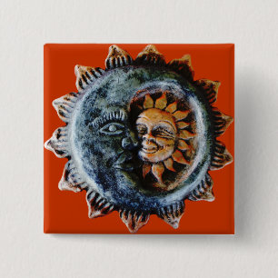 Sun and moon 2 inch square button