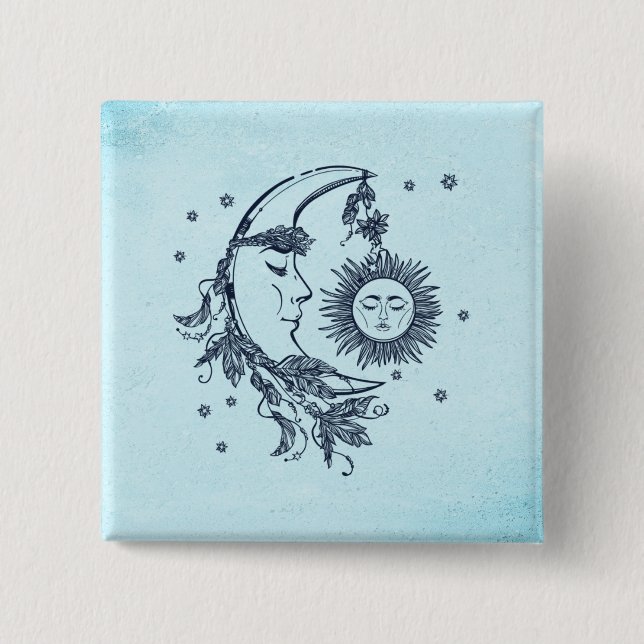 Sun and Moon 2 Inch Square Button (Front)