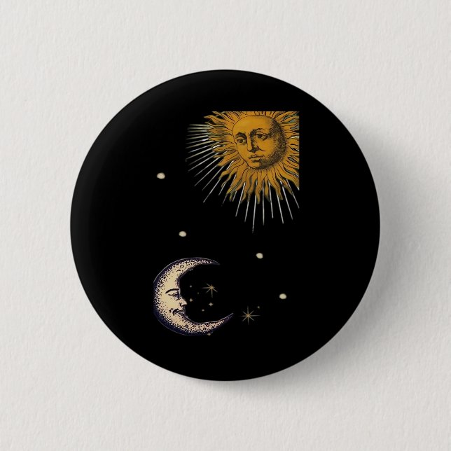 Sun And Moon 90s Whimsigoth Design 2 Inch Round Button (Front)