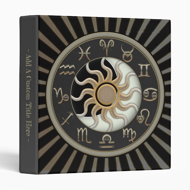 Sun And Moon Astrology Symbols Binder (Front/Spine)