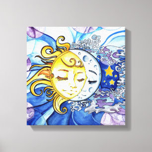Sun and moon canvas print