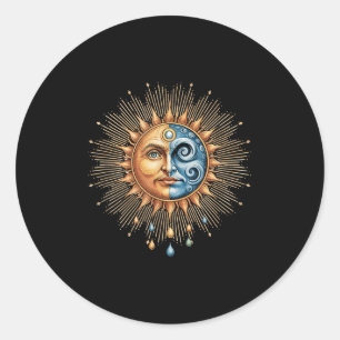 Sun And Moon Celestial Boho Mystical Hipe 90s  Classic Round Sticker