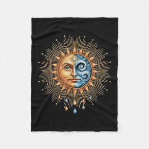 Sun And Moon Celestial Boho Mystical Hipe 90s  Fleece Blanket