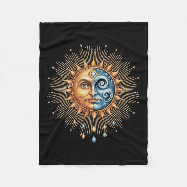 Sun And Moon Celestial Boho Mystical Hipe 90s  Fleece Blanket (Front)