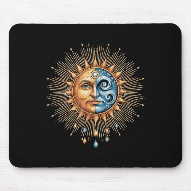 Sun And Moon Celestial Boho Mystical Hipe 90s  Mouse Pad (Front)