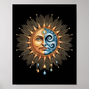 Sun And Moon Celestial Boho Mystical Hipe 90s  Poster