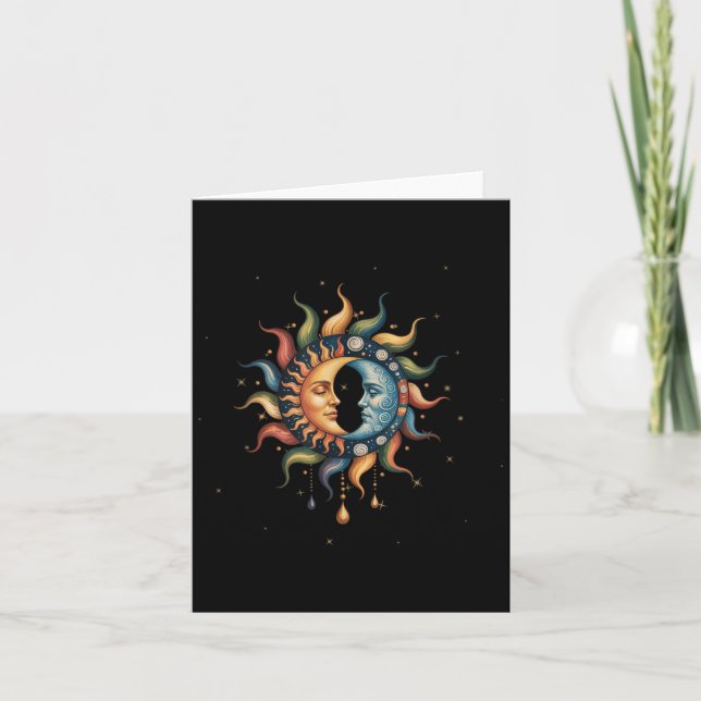Sun And Moon Celestial Boho Mystical Hippie 90s _2 Card (Front)