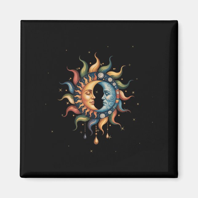 Sun And Moon Celestial Boho Mystical Hippie 90s _2 Magnet (Front)