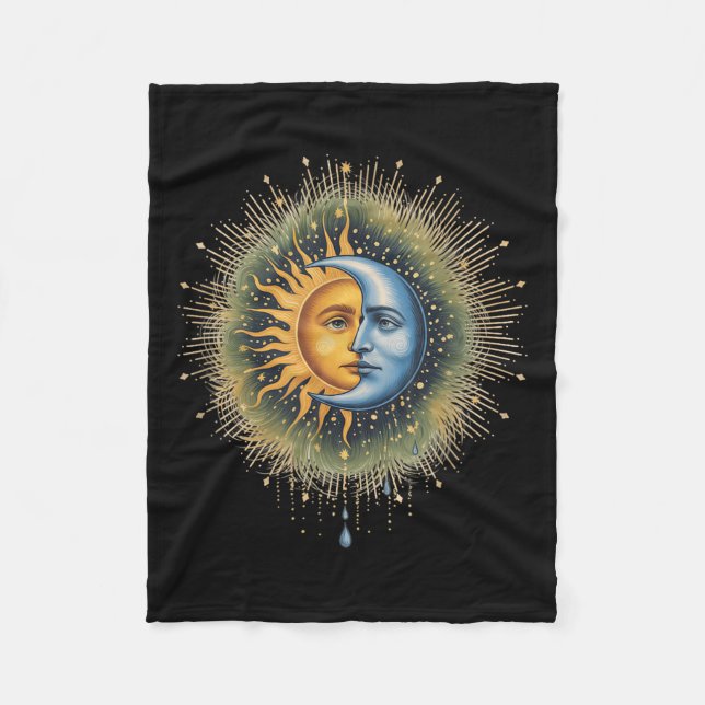 Sun And Moon Celestial Boho Mystical Hippie 90s  Fleece Blanket (Front)