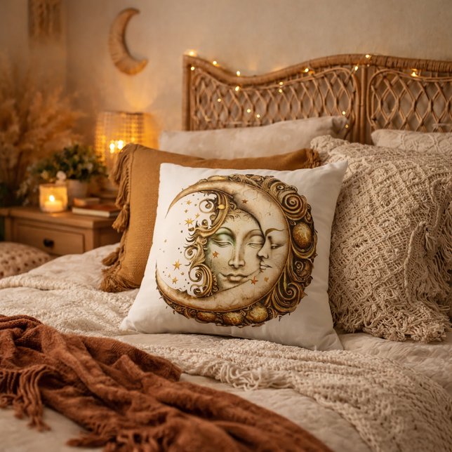 Sun and moon Celestial design Throw Pillow (Creator Uploaded)