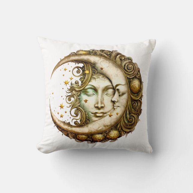 Sun and moon Celestial design Throw Pillow (Front)