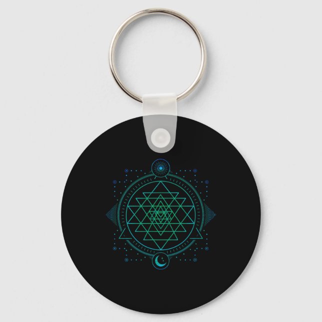 Sun And Moon Chakra Geometry Sri Yantra  Keychain (Front)