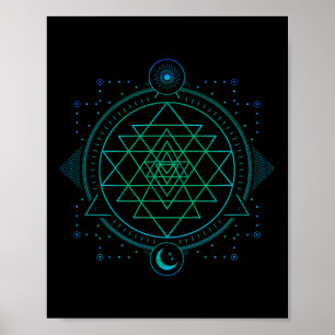 Sun And Moon Chakra Geometry Sri Yantra Poster