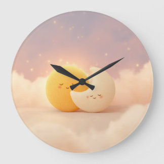 Sun and Moon Colourful Design – Vibrant Celestial Large Clock