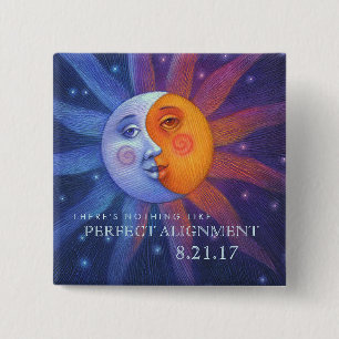 Sun and Moon Eclipse Perfect Alignment 2 Inch Square Button