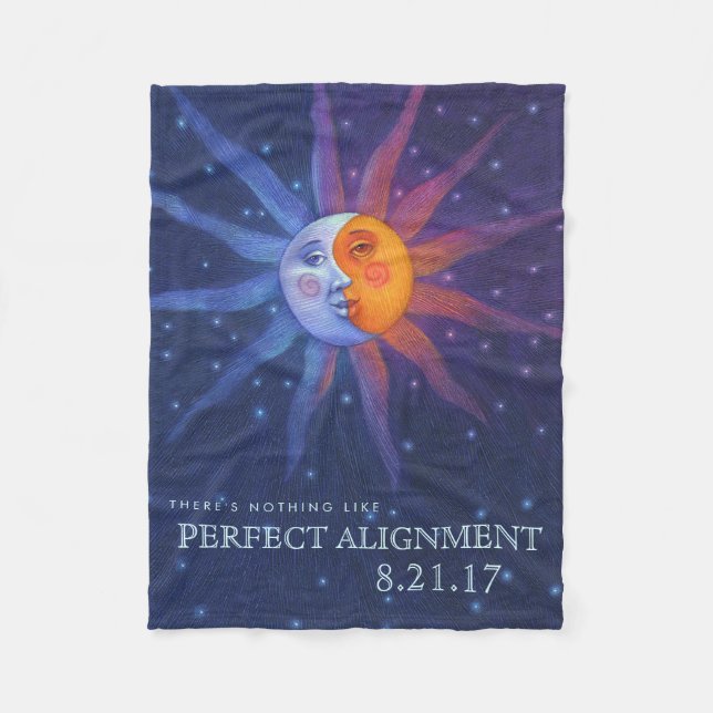 Sun and Moon Eclipse Perfect Alignment Fleece Blanket (Front)