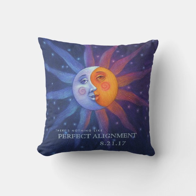 Sun and Moon Eclipse Perfect Alignment Throw Pillow (Front)
