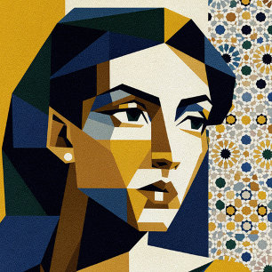 Sun and Moon Face Art Dualism Day and Night Geomet Poster