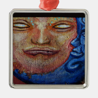 Sun and Moon Face Graffiti Metal Ornament