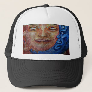 Sun and Moon Face Graffiti Trucker Hat