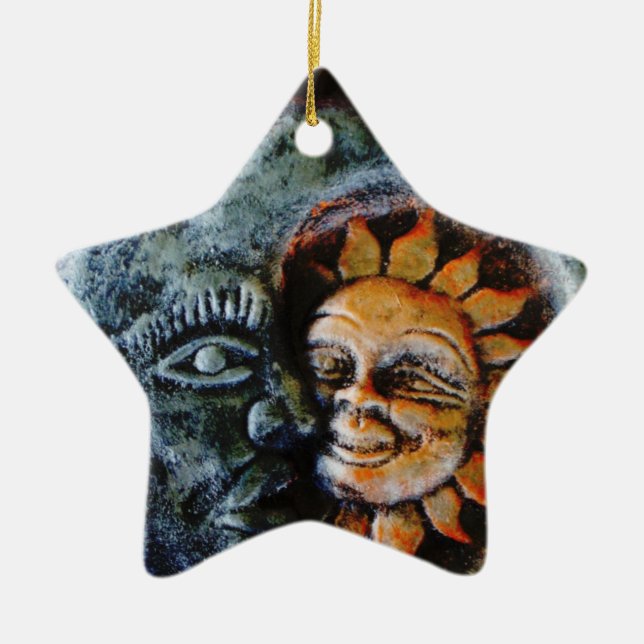 Sun and Moon Faith Star Ceramic Ornament (Front)