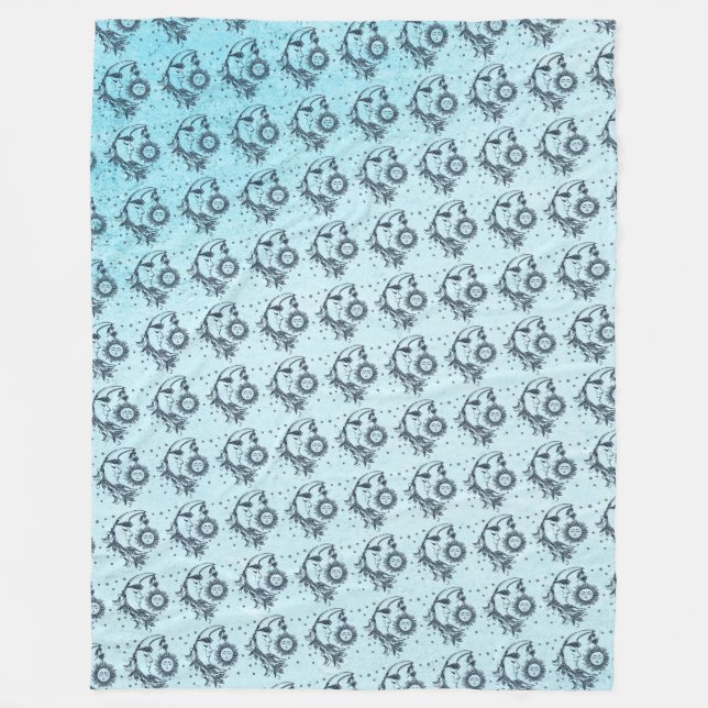 Sun and Moon Fleece Blanket (Front)