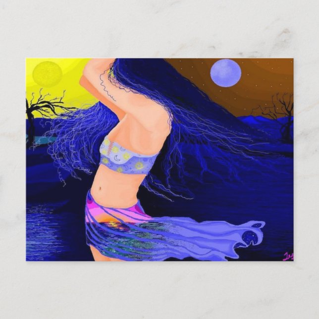 Sun and Moon Goddess 5.6"x4.25" landscape Postcard (Front)