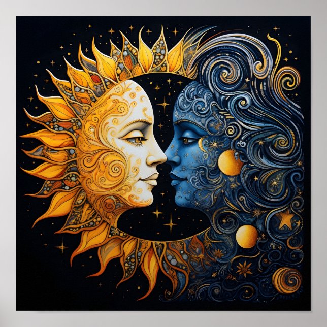 Sun and moon graphic art print (Front)