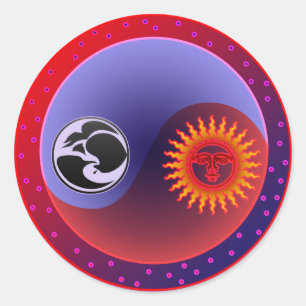 Sun and Moon in Balance Classic Round Sticker