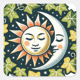 Sun and Moon Ivy Square Sticker