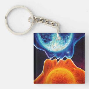 Sun and moon kiss keychain