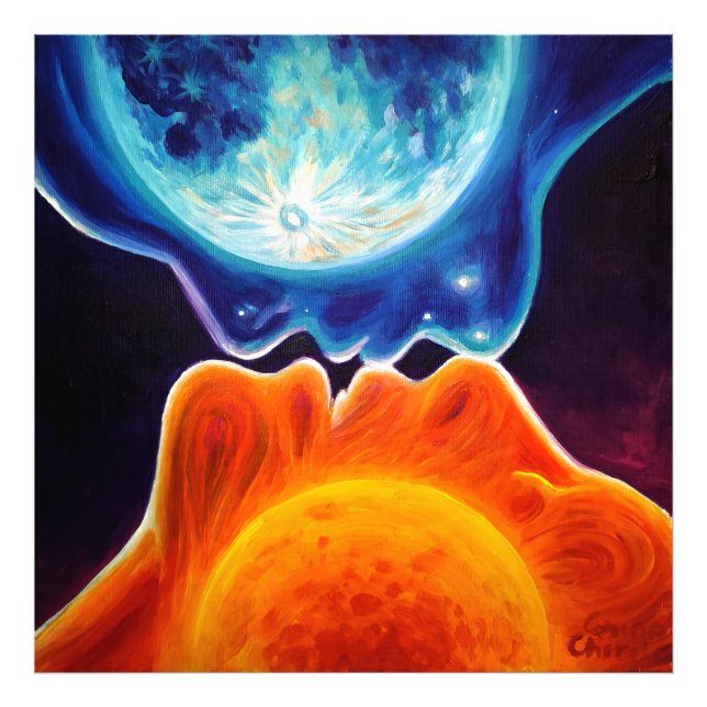 Sun and moon kiss  photo print (Front)