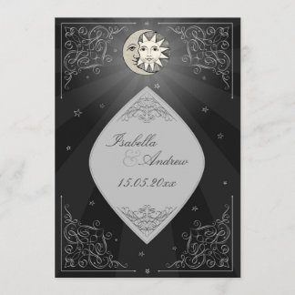 Sun and Moon Love - classic wedding invitation