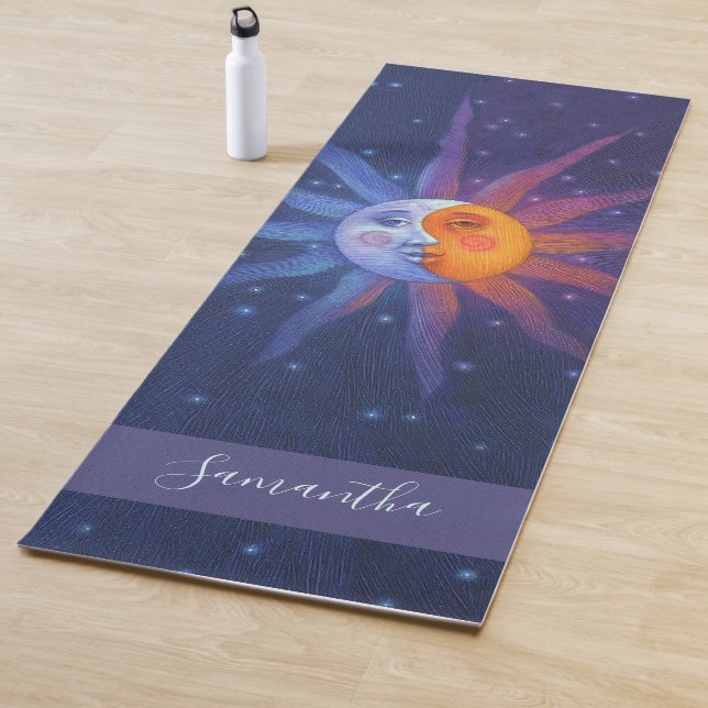 Sun and Moon Monogrammed Name Yoga Mat (In Situ)