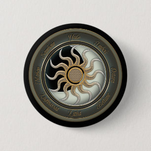 Sun and Moon Pagan Wheel 2 Inch Round Button