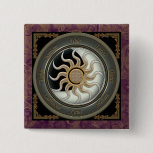 Sun and Moon Pagan Wheel 2 Inch Square Button