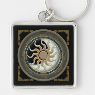 Sun and Moon Pagan Wheel Keychain