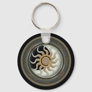 Sun and Moon Pagan Wheel Keychain